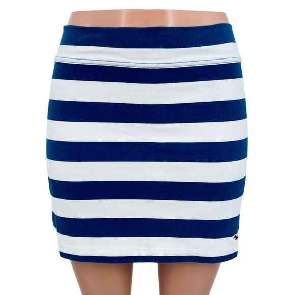 Vintage Y2K Hollister Jersey Stretch Blue & White Striped Bodycon Mini Skirt - Picture 8 of 16